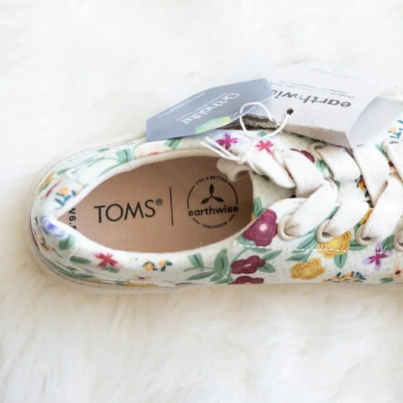 NWT Tom's Alex Sneakers Women's Sz 6.5 Floral Organic Cotton Ortholite Foam - Picture 5 of 10